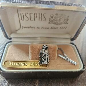 Vintage Sterling Silver Tie Tack From Josephs Jewelers Golf bag w/Original Box